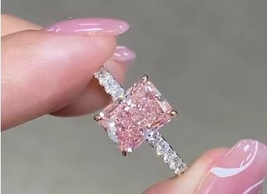 2.26ct εργαστηριακά καλλιεργημένο ροζ διαμαντένιο δαχτυλίδι αρραβώνων 18K λευκό χρυσό νυφικό δαχτυλίδι