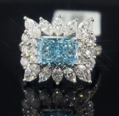 2.20ct Μπλε Lab Μεγάλωσαν Διαμαντένιο Δαχτυλίδι με Περιβαλλοντικό Στυλ Ρυθμισμός για Ειδικές Περιστάσεις