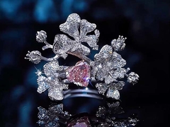 Κοσμηματοτεχνία Ροζ Εργαστήριο Μεγάλωσαν Διαμάντια Δαχτυλίδια πολυτελές σχεδιασμό για το πάρτι Σχήμα καρδιάς Διαμαντένιο δαχτυλίδι